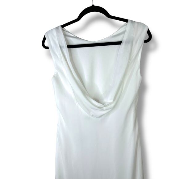 Lulus NWOT Yaneli White Boat Neck Cowl Back Sleeveless Fitted A-Line Maxi Dress - Picture 10 of 11